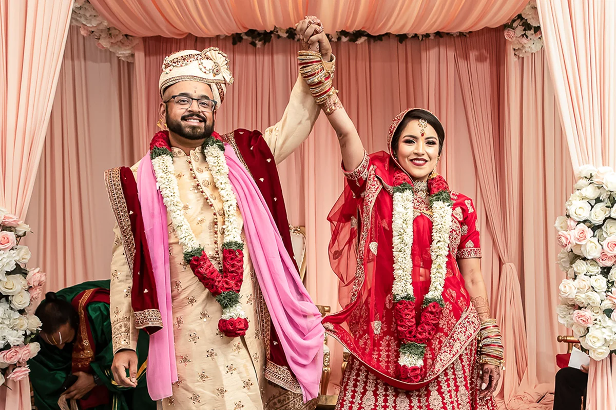 Indian wedding couple during photography and videography coverage
