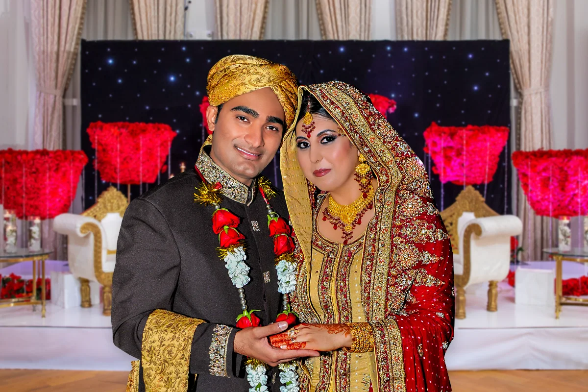Muslim wedding couple portrait