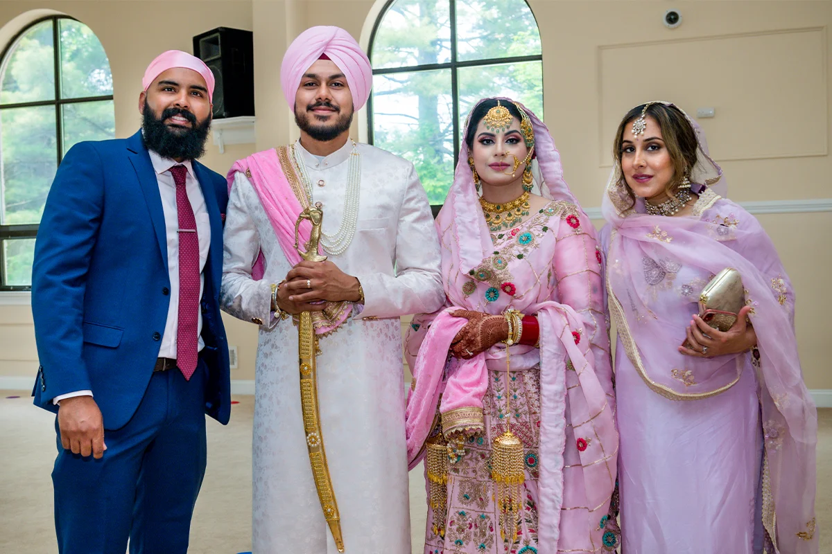 Punjabi Sikh wedding couple at a Gurdwara in New York